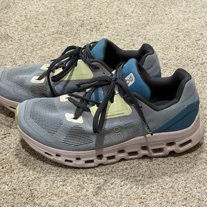 On Running Gray and Blue Sneakers